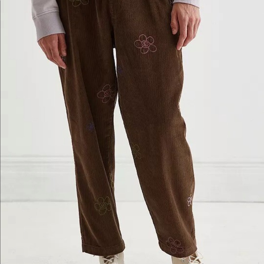 urban outfitters mens corduroys (brown w/ flowers)